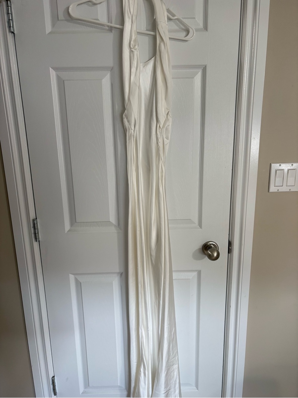 Meshki One-Shoulder Twist Satin Gown in Ivory - Picture 3 of 4